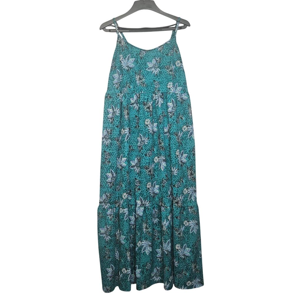 Lane Bryant Floral Tiered Maxi Dress Teal & Blue Boho Summer Sun Dress Sz 18/20